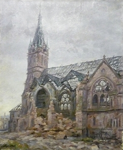 Stadtkirche nach der Zerstörung - Ölgemälde, 1946