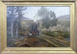 Trümmerbähnchen - Ölgemälde, 68 x 45 cm