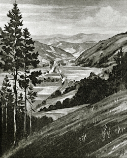 Blick ins Gutachtal - Fotoplatte, Ölgemälde