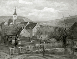 Dorf - Fotoplatte, Ölgemälde, 1943