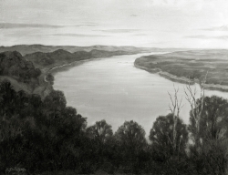 Landschaft - Fotoplatte, Ölgemälde, 1949