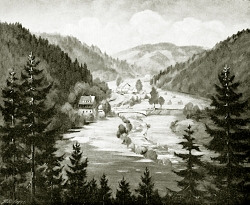 Oberes Enztal - Fotoplatte, Ölgemälde, 1941