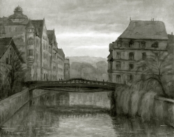 Alt Pforzheim - Fotoplatte, Ölgemälde, 1937