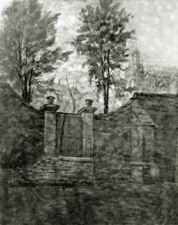 Altes Pföertchen b. d. Barfüßer,  Alt Pforzheim - Fotoplatte, Ölgemälde, 1937