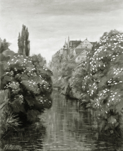 Kanal beim Wörth Steg - Fotoplatte, Ölgemälde, 1944