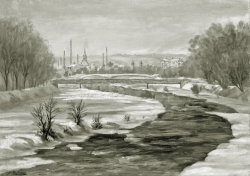 Pforzheim - Fotoplatte, Ölgemälde, 1940