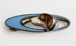 Haarspange, Metall, emailliert,  Emaillmalerei - Hundemotiv