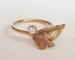 Musterring, Gold,  Diamant in Platin gefasst