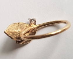 Musterring, Gold,  Diamant in Platin gefasst