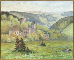 Vorfrühling im Würmtal, Burg Steinegg - Ölgemälde, 80 x 66 cm