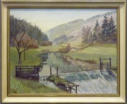 Maimorgen im Würmtal - Ölgemälde, 57 x 45 cm, vor 1952