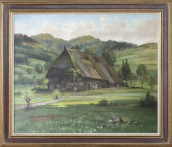 Vogtsbauernhof Gutach - Ölgemälde, 85 x 73 cm (Maß incl. Rahmen), 1950