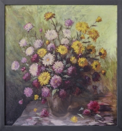 Blumenstrauß, Ölgemälde, 67 x 72 cm