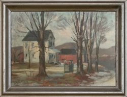 Die Nachbarfarm, USA New Jersey - Ölgemälde, 35 x 26 cm, 1950