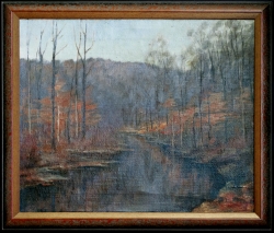 Einsamkeit im Walde, Stonetone Road - Ölgemälde, 46 x 38 cm, 1950