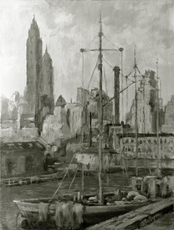 New York - Fotoplatte,  Ölgemälde, 1950