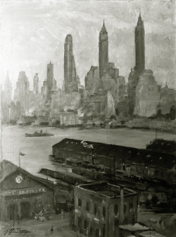 New York - Fotoplatte,  Ölgemälde, 1949