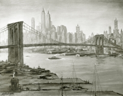 New York - Fotoplatte,  Ölgemälde, 1950