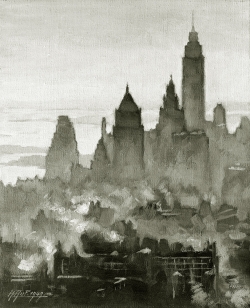 New York - Fotoplatte,  Ölgemälde, 1949