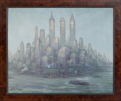 New York Skyline - Ölgemälde, 44 x 34 cm, 1949